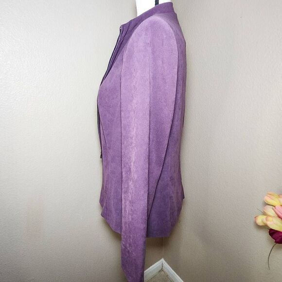 Miss Dorby Women's Purple Faux Suede Lined Jacket Blazer Fill Zipper Size 10 - Picture 2 of 7